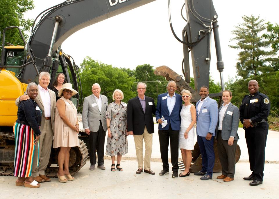 On hand for the groundbreaking of Community Foundation of Middle Tennessee's new headquarters at Woodmont and Belmont boulevards were: Metro Council members Sharon Hurt and Russ Pulley, Davidson County Clerk Brenda Wynn, CFMT president Ellen Lehman, The Frist Foundation Senior Fellow Pete Bird, CFMT Board Trustees Susan Simons, Kerry Graham, Ron Corbin, Deborah Taylor Tate, Davidson County Juvenile Court Clerk Lonnell Matthews, CFMT Board member Will Alexander, and Metro Nashville Chief of Police John Drake.