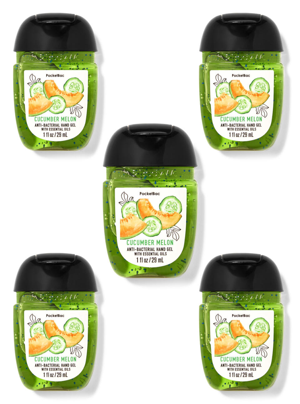 Cucumber Melon PocketBac Hand Sanitizers 5-Pack. Image via Bath and Body Works.