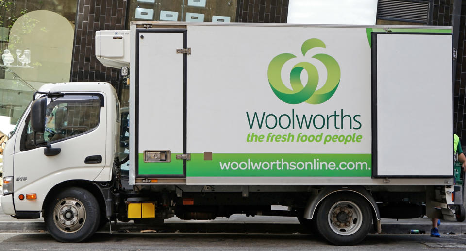 A Woolworths home delivery truck offers choice.