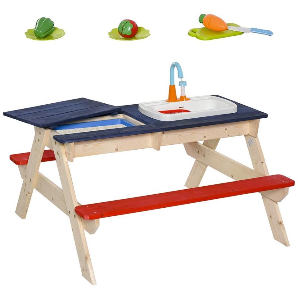 2) Outsunny Kids Sand & Water & Picnic Table