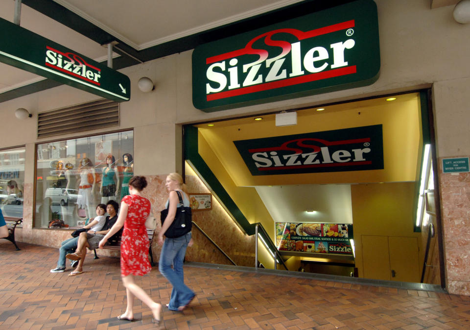 The entrance to a Sizzler restaurant in Brisbane's CBD