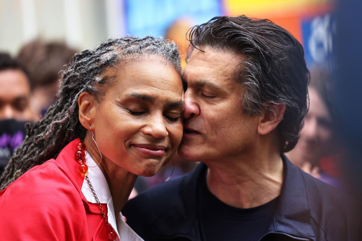 New York City Democratic mayoral candidate Maya Wiley (left) and her husband Harlan Mandel (right)