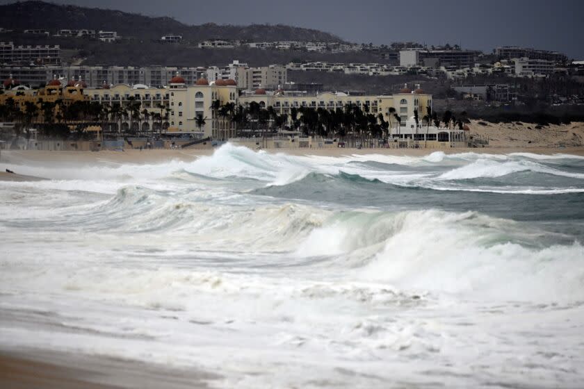 General view of the Medano beach before the arrival of hurricane Hilary at Los Cabos resort in Baja California state, Mexico on August 18, 2023. Hurricane Hilary strengthened into a major storm in the Pacific on Friday and was expected to further intensify before approaching Mexico's Baja California peninsula over the weekend, forecasters said. (Photo by ALFREDO ESTRELLA / AFP) (Photo by ALFREDO ESTRELLA/AFP via Getty Images)