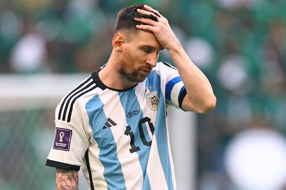 November 22, 2022, Doha: Doha, Qatar, 22nd November 2022. Lionel Messi of Argentina dejected during the FIFA World Cup 2022 match at Lusail Stadium, Doha.