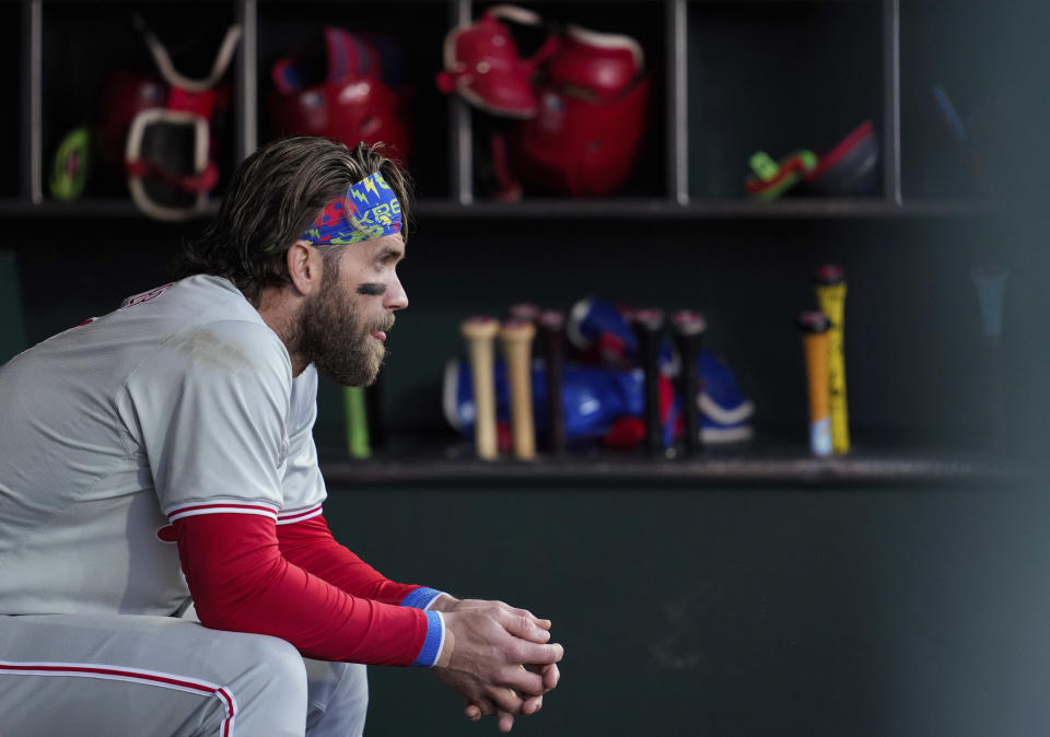 Bryce Harper, primera base de los Philadelphia Phillies, es conocido por ser temperamental en el campo de juego. (AP Foto/Godofredo A. Vásquez)