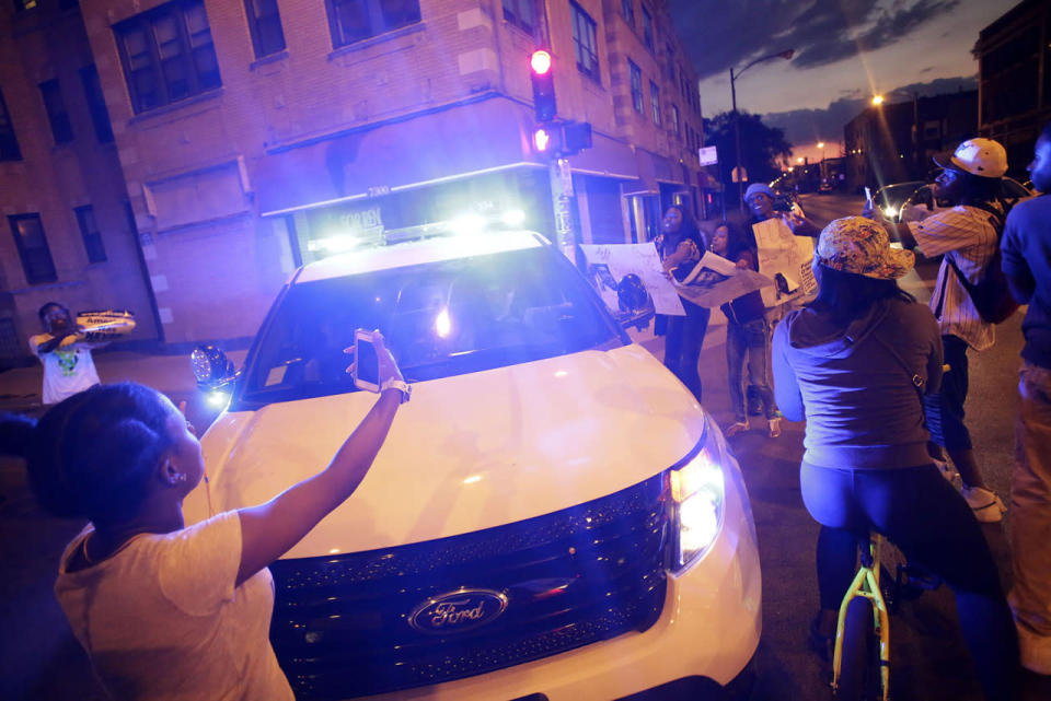 Protesters demonstrate against recent police shooting in Chicago