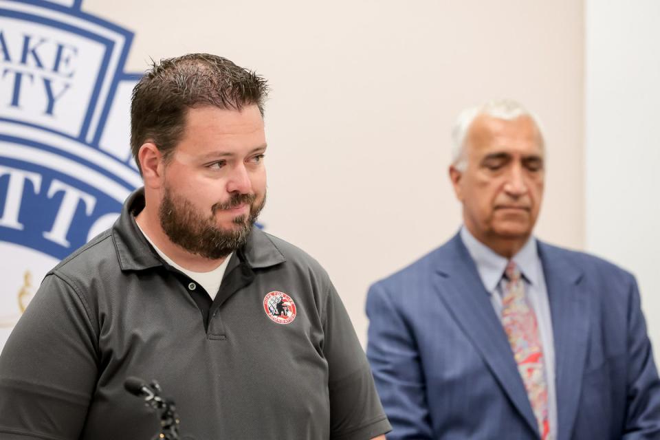 David Augason, former foster parent of Norlin Cruz, speaks during a press conference at the Salt Lake County District Attorney's Office in Salt Lake City on Thursday.