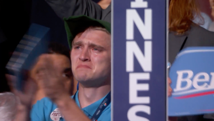 Sanders supporters weep at DNC