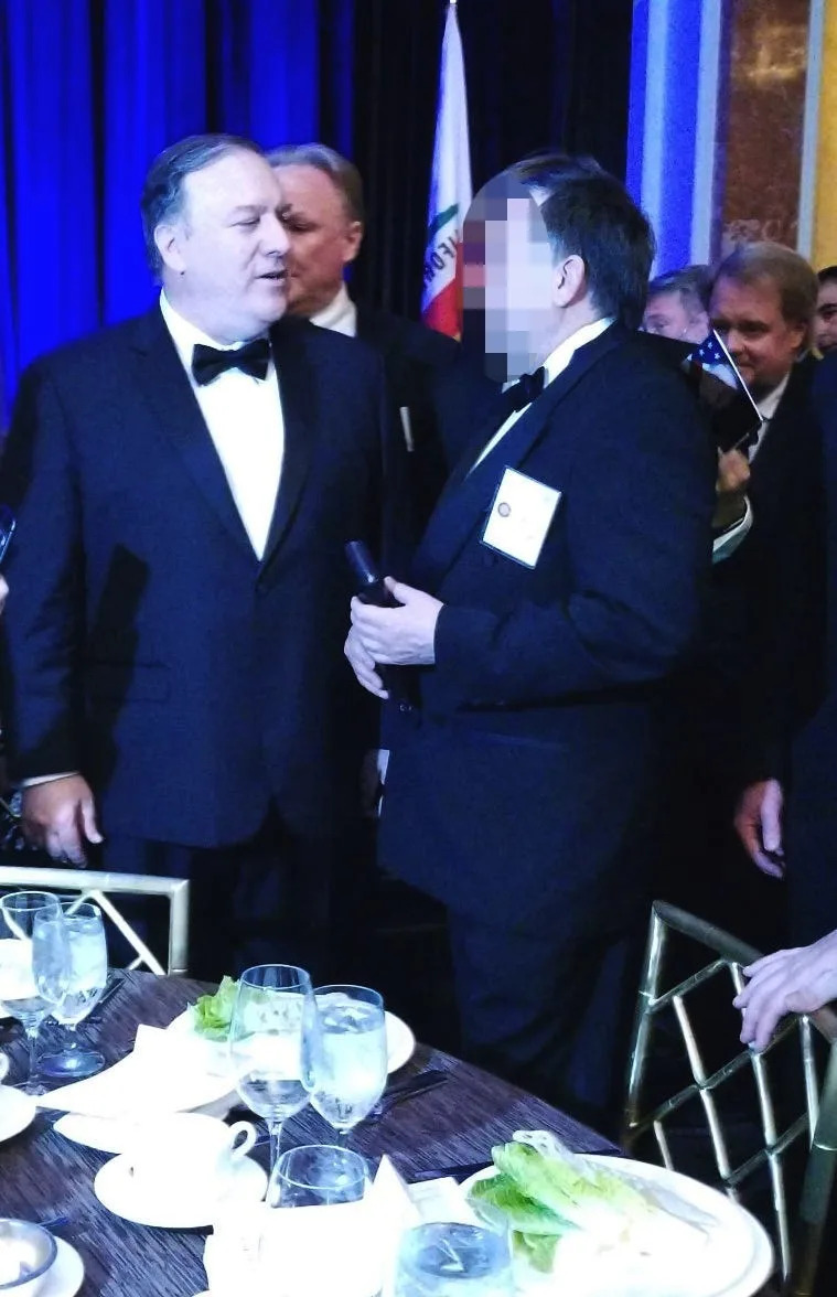 Former Secretary of State Mike Pompeo with "Rollie"