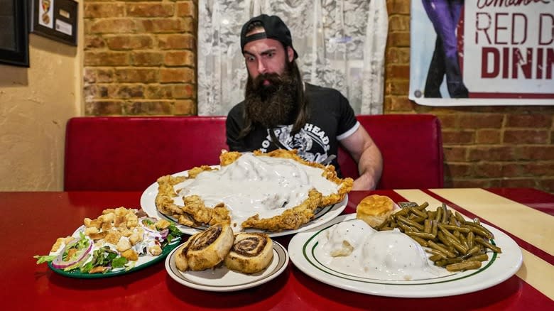 Adam Moran, Beard Meats Food, at Kendall's Chicken Fry Challenge in Noble, Oklahoma