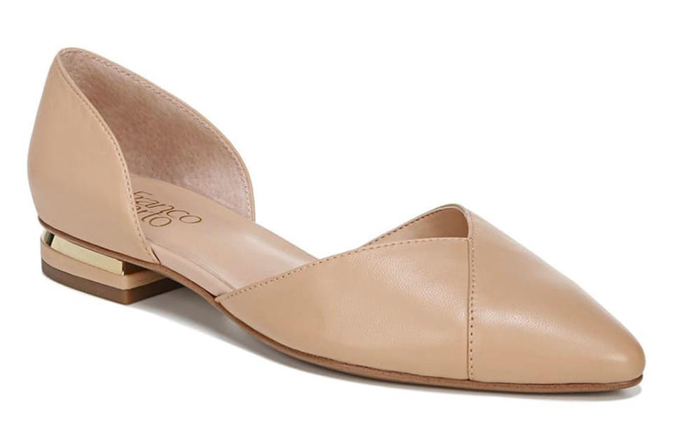 nude flats, pointed, dorsay, franco sarto