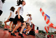 <p>Dancers from The Celtic Rythm School of Dance perform on a float during the Fourth of July Parade in Purcellville, Va., 2008. (Photo: Gerald Martineau/The Washington Post/Getty Images) </p>