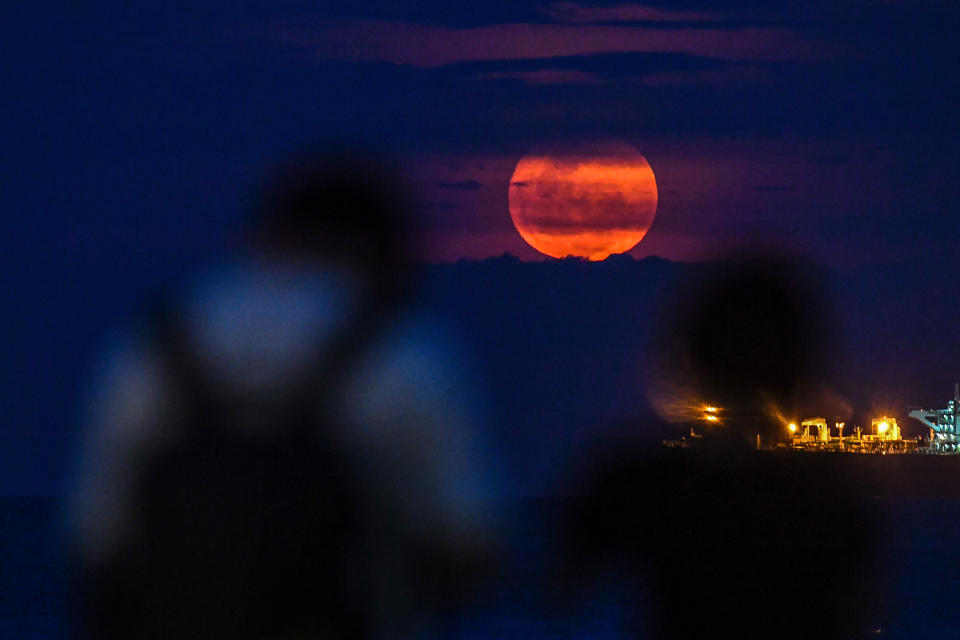 the full moon in the night sky