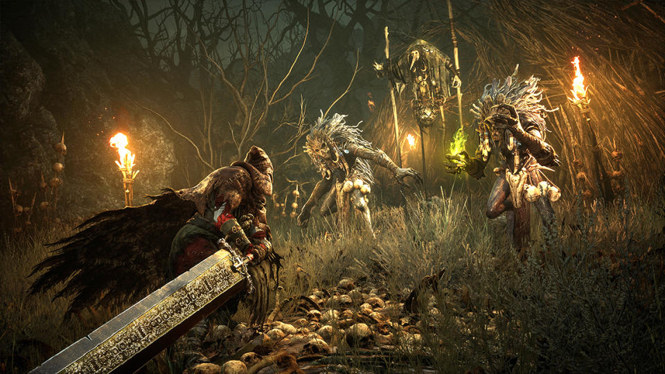 Lords of the fallen review; a knight swings a large axe