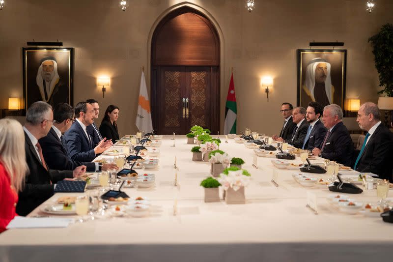 Jordan's King Abdullah II and Crown Prince Hussein meet with Cyprus President Nikos Christodoulides in Amman