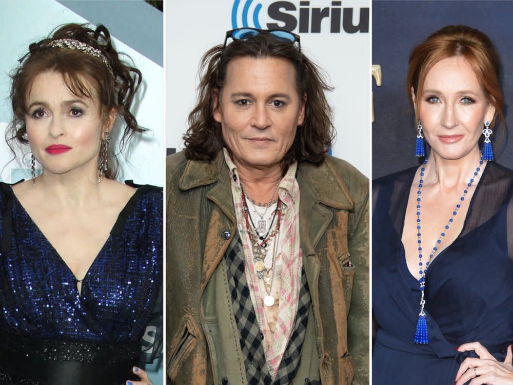 Helena Bonham (l.) spricht sich für Johnny Depp und J.K. Rowling aus. (Bild: AdMedia/ImageCollect/Getty Images/SiriusXM/Noam Galai/Steve Vas/Featureflash Photo Agency/Shutterstock.com)