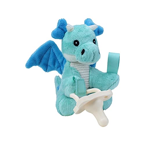 Dr. Brown's Baby Lovey Pacifier Holder & Teether Clip, Soft Plush Stuffed Animal Dragon Pacifier Tether with Ecru One-Piece HappyPaci Pacifier, 100% Silicone, 0-12m