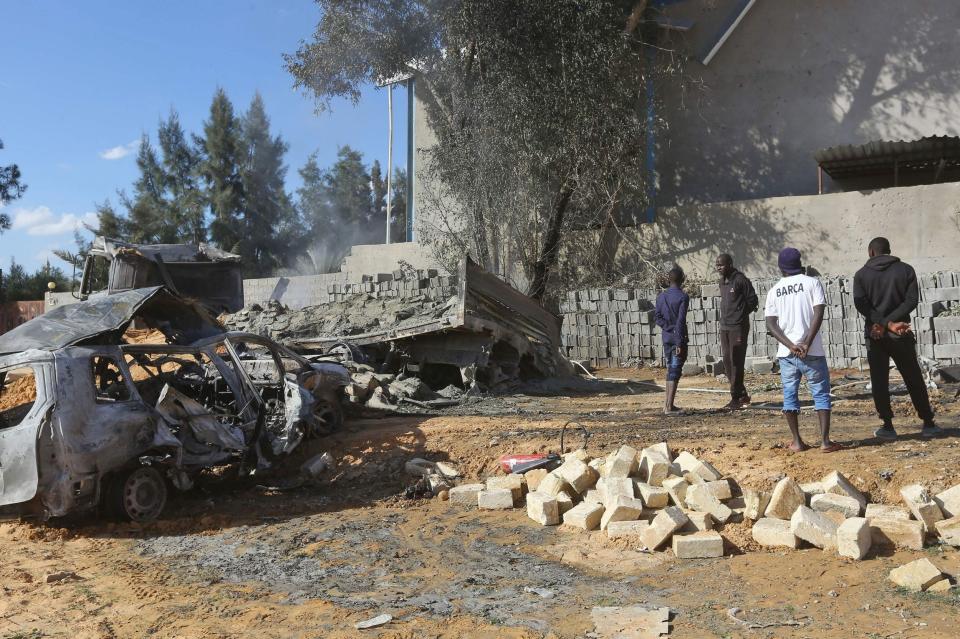 The aftermath of a reported air strike on a factory south of the Libyan capital Tripoli in late November: AFP/Getty