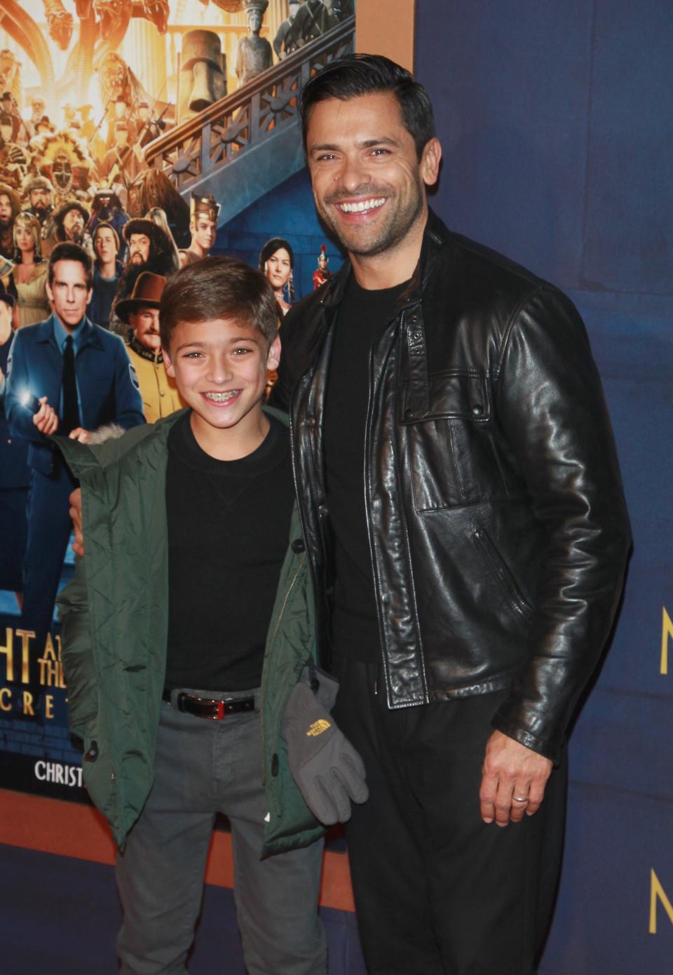 Joaquin Antonio Consuelos and actor Mark Consuelos attend the Night At The Museum: Secret Of The Tomb"