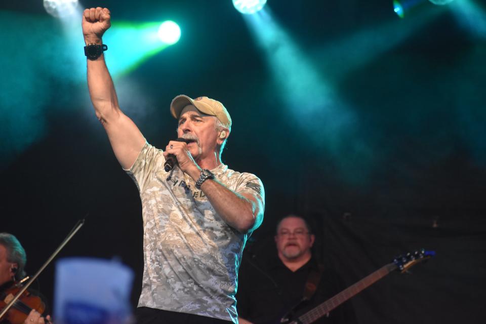 County music star Aaron Tippin performs onstage at Dockside’s inaugural “Dock Jam” on Saturday, May 20, 2023, in Pocomoke City, Maryland.