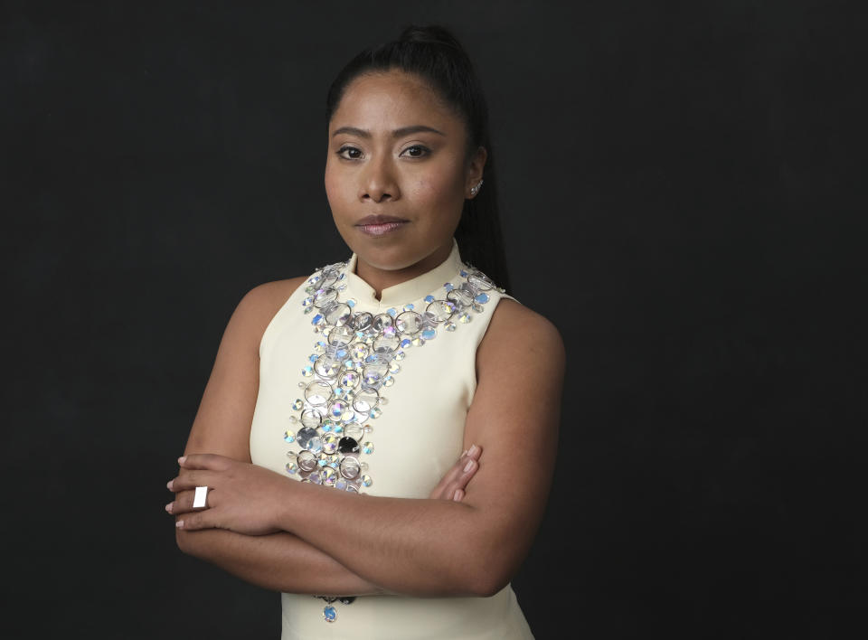 FILE - In this Feb. 4, 2019 file photo, Yalitza Aparicio, nominated for an Oscar for best actress for her role in "Roma," poses for a portrait at the 91st Academy Awards Nominees Luncheon in Beverly Hills, Calif. The Oscars will be held on Sunday. (Photo by Chris Pizzello/Invision/AP, File)
