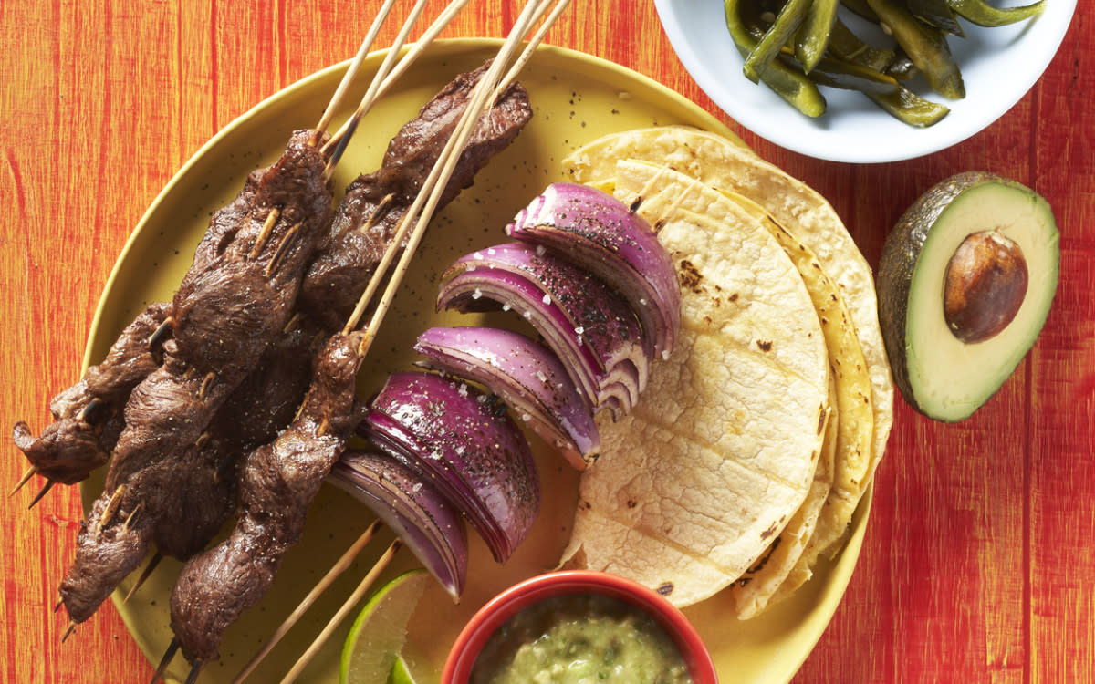 <p>Mark Boughton Photography</p><p><strong>Get the recipe: <a href="/864949/parade/sizzlin-steak-kebabs-with-avocado-salsa-verde/" data-ylk="slk:Sizzlin' Steak Kebabs With Avocado Salsa Verde;elm:context_link;itc:0;sec:content-canvas" class="link rapid-noclick-resp">Sizzlin' Steak Kebabs With Avocado Salsa Verde</a></strong></p>