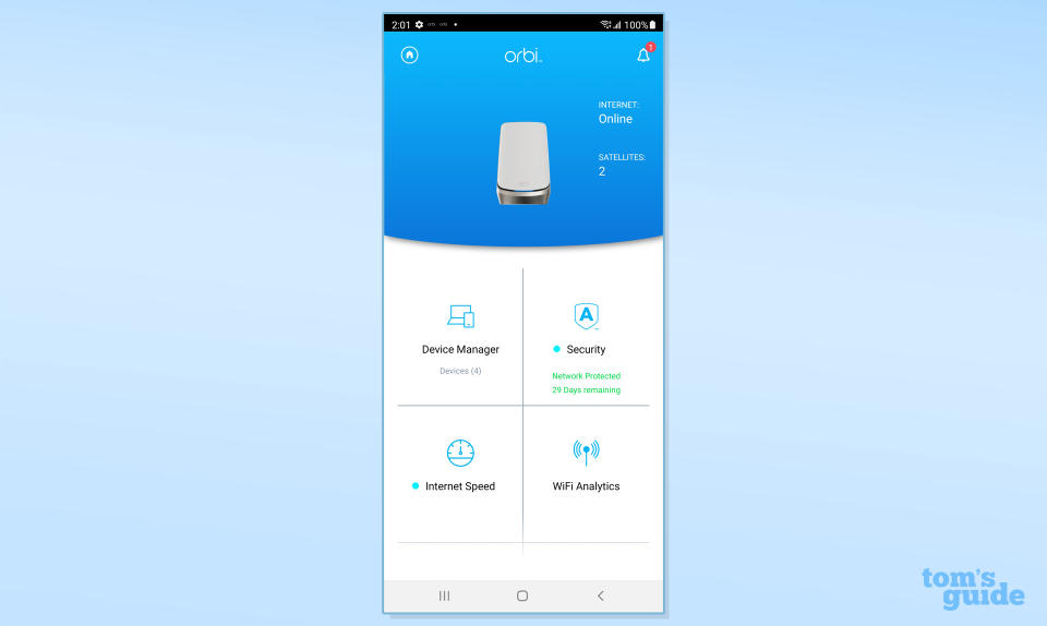 Netgear Orbi Wi-Fi 6E (RBKE963) dashboard