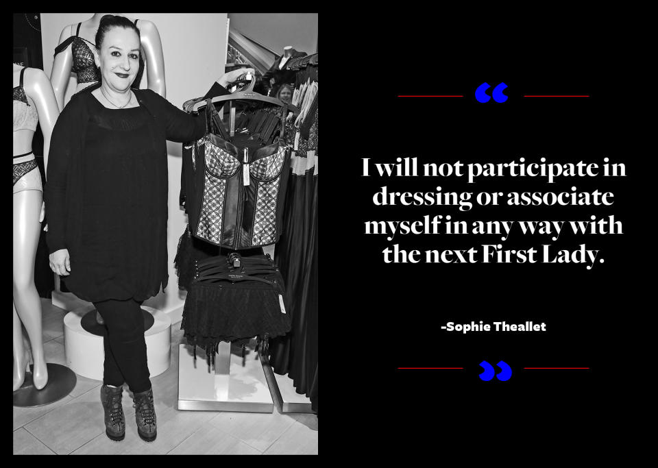 <p>Sophie Theallet is largely responsible for starting the conversation surrounding whether or not fashion designers should dress Melania Trump when she shared an <a rel="nofollow noopener" href="https://twitter.com/sophietheallet/status/799378444249399300" target="_blank" data-ylk="slk:open letter on Twitter;elm:context_link;itc:0;sec:content-canvas" class="link ">open letter on Twitter</a>. "As one who celebrates and strives for diversity, individual freedom, and respect for all lifestyles. I will not participate in dressing or associate myself in any way with the next First Lady," Theallet wrote. "The rhetoric of racism, sexism, and xenophobia unleashed by her husband's presidential campaign are incompatible with the shared values we live by." </p>