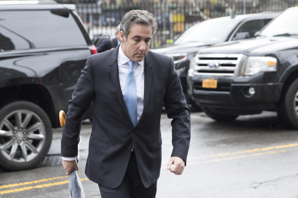 Michael Cohen, President Trump’s personal attorney, arrives at federal court in New York on April 16. (AP Photo/Mary Altaffer)