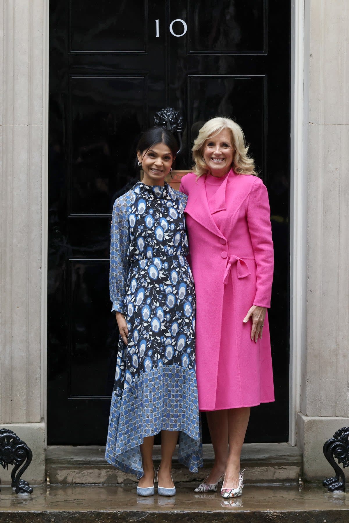 First Lady Jill Biden of the United States meets Akshata Murty, wife of British Prime Minister Rishi Sunak at number 10 Downing Street (Getty Images)