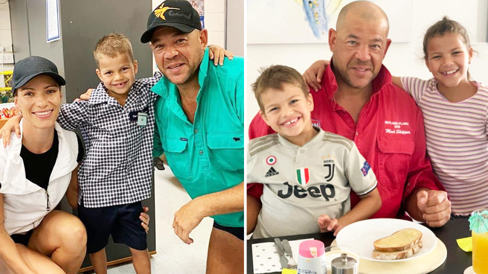 Andrew Symonds, pictured here with his wife and children.