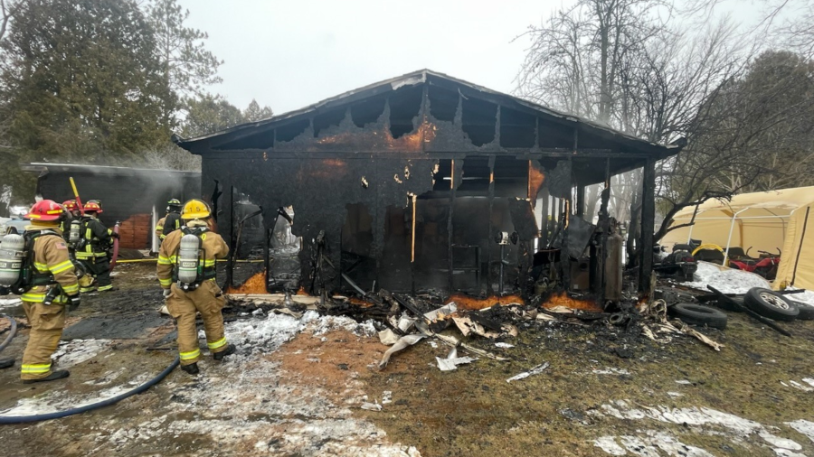 Garage fire on Velp Avenue on January 23, 2024. (Suamico Fire Department)