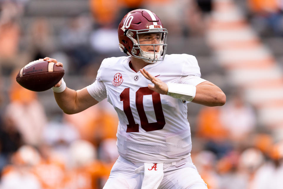 Alabama QB Mac Jones would be a natural Senior Bowl fit if he's eligible. (Photo by Andrew Ferguson/Collegiate Images/Getty Images)