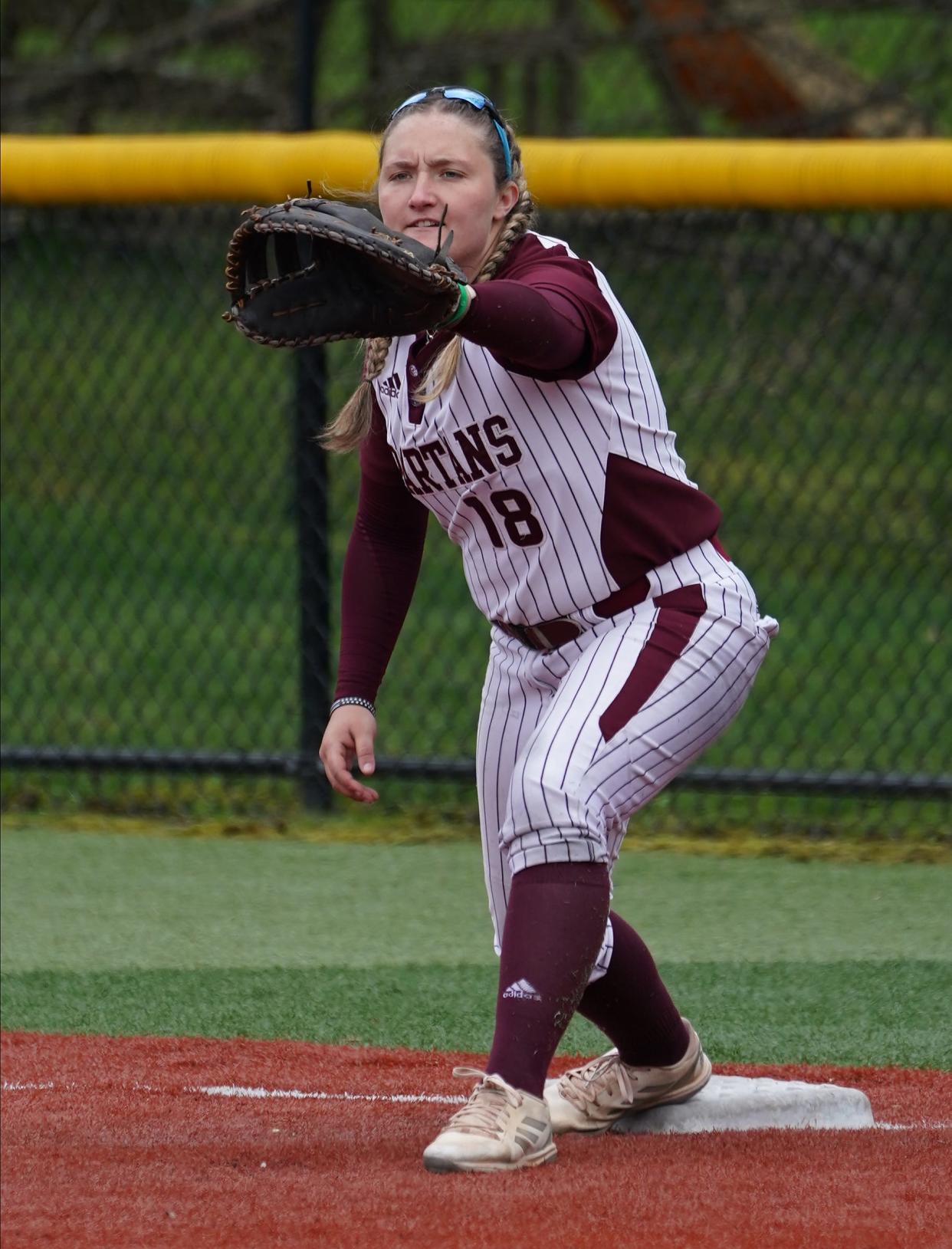 St. Thomas Aquinas softball player Tara Hagan in action during a game at St. Thomas Aquinas College in Sparkill. Friday, April 19, 2024.