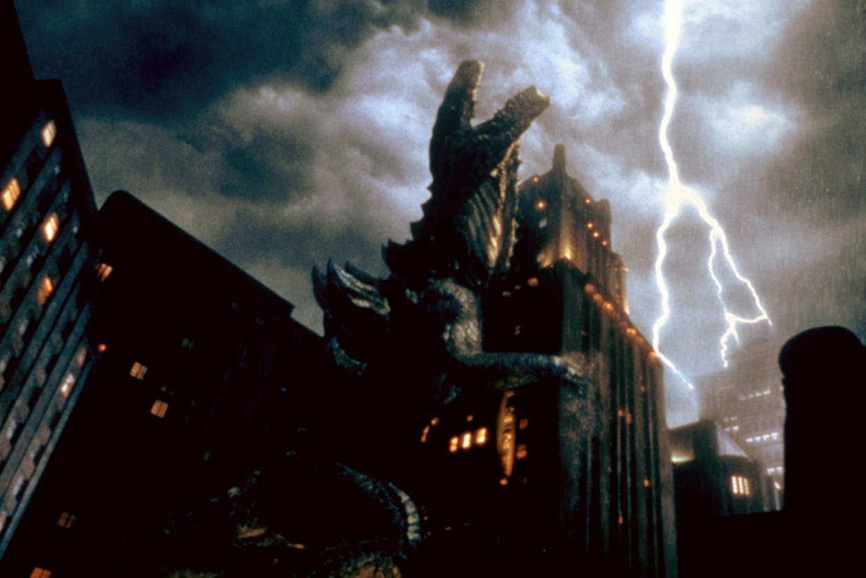 Godzilla roars in the 1998 movie written and produced by Dean Devlin and directed by Roland Emmerich. (Photo: Columbia Pictures/courtesy Everett Collection)