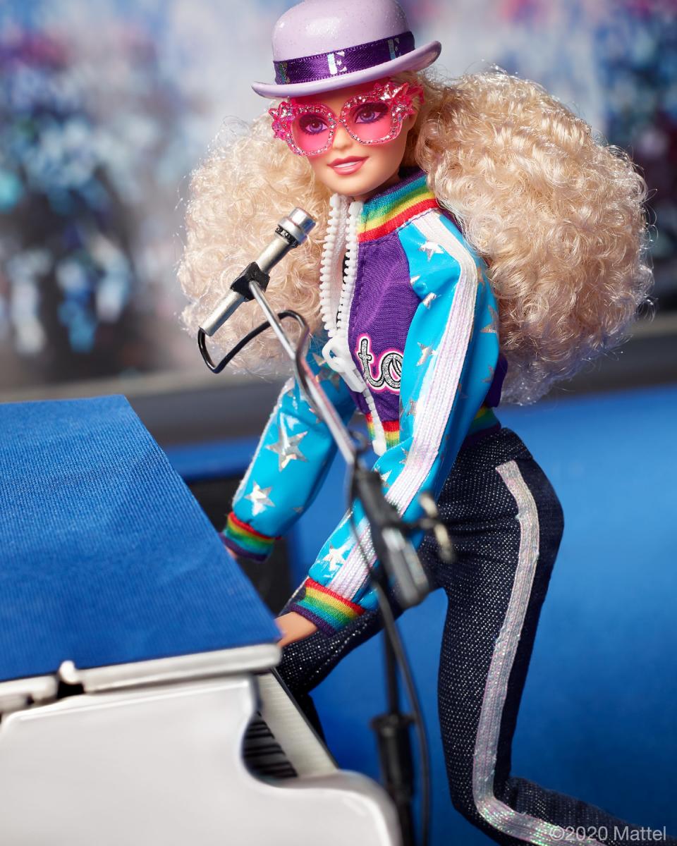 Mattel released a new Elton John-inspired Barbie doll he to celebrate the anniversary of Elton’s world record-breaking 1976 Dodger Stadium concert.