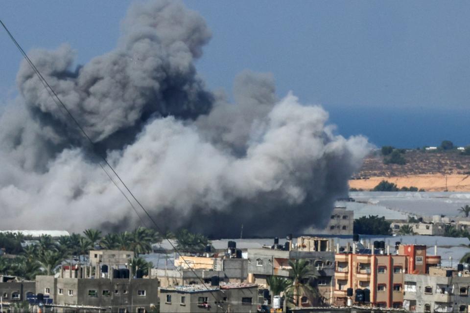 Smoke billows after an Israeli airstrike in Rafah in the southern Gaza Strip (AFP via Getty)