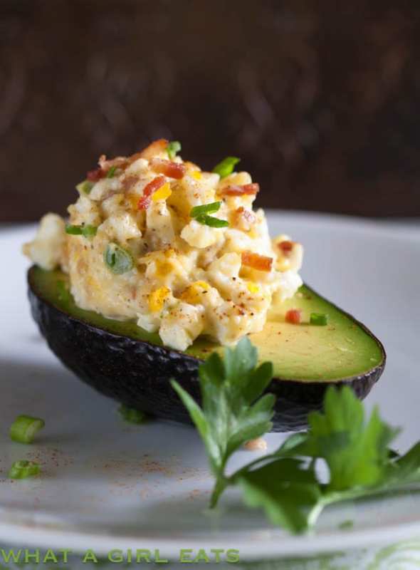 <p>What A Girl Eats</p><p>A delicious spin on a traditional egg salad recipe. Creamy egg salad with crisp bacon is served in fresh avocado halves.</p><p><strong>Get the recipe:</strong><a href="https://whatagirleats.com/egg-salad-with-bacon/" rel="nofollow noopener" target="_blank" data-ylk="slk:Egg Salad With Bacon;elm:context_link;itc:0;sec:content-canvas" class="link "> <strong>Egg Salad With Bacon</strong></a></p>