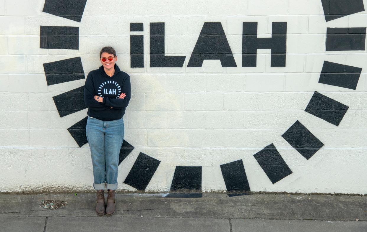 Jewelry designer Ilah Cibis outside her new Franklin Street shop.