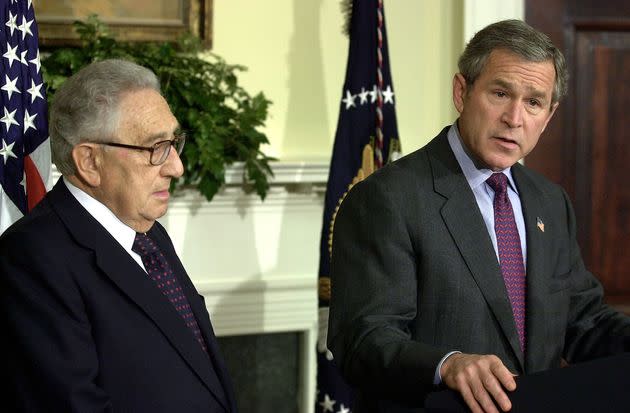 Kissinger with President George W. Bush, who leaned on the former official as an informal adviser throughout the administration's global 