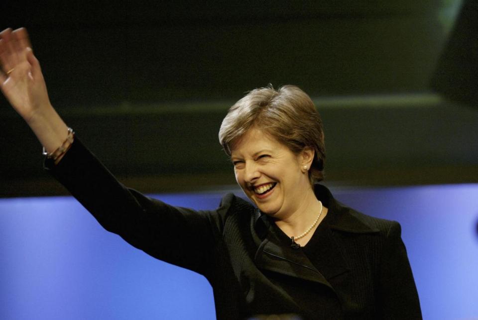 Theresa May pictured in 2003 under Iain Duncan Smith's leadership when the party was far more opposed to equal rights (Getty Images)