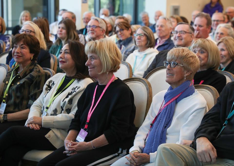 Attendees listen as Ben Mankiewicz and Dave Karger discuss Turner Classic Movies during the Rancho Mirage Writers Festival at the Rancho Mirage Public Library, February 1, 2023.  