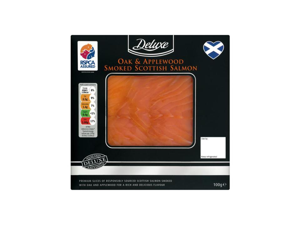 <p>Deluxe Oak & Applewood smoked Scottish salmon slices, £2.99 </p>
