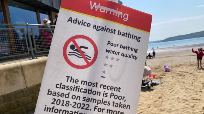 Warning sign about water quality