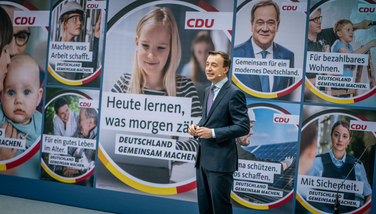 CDU-Generalsekretär Paul Ziemiak bei der Vorstellung der Wahlkampagne (Bild: Kay Nietfeld/dpa)