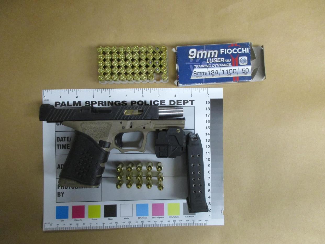 A loaded firearm and ammunition were found and seized by Palm Springs police during a traffic stop that led to the arrest of Antonio Ramirez Lorenzo, 27, of Cathedral City, in connection with a shooting that occurred Friday afternoon, June 10, 2022, in Palm Springs.