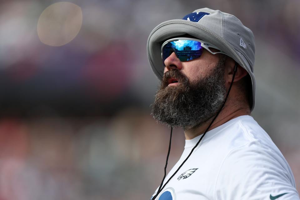 Feb 4, 2024; Orlando, FL, USA; NFC center Jason Kelce (62) of the Philadelphia Eagles during the 2024 Pro Bowl at Camping World Stadium. Mandatory Credit: Nathan Ray Seebeck-USA TODAY Sports