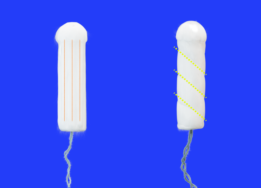 The Sequel Spiral tampon is designed to encourage equal absorption