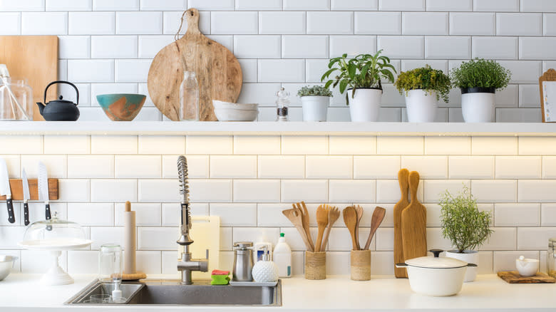 Kitchen with open shelving