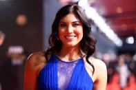 ZURICH, SWITZERLAND - JANUARY 07: Hope Solo poses during the red carpet arrivals for the FIFA Ballon d’Or Gala 2012 on January 7, 2013 at Congress House in Zurich, Switzerland. (Photo by Christof Koepsel/Getty Images)